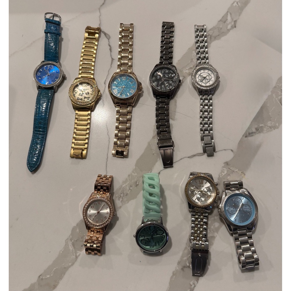 Lot of 9 Womens Fashion Watches‎ Folio XOXO Gold Silver Rose Gold Blue Teal Mint